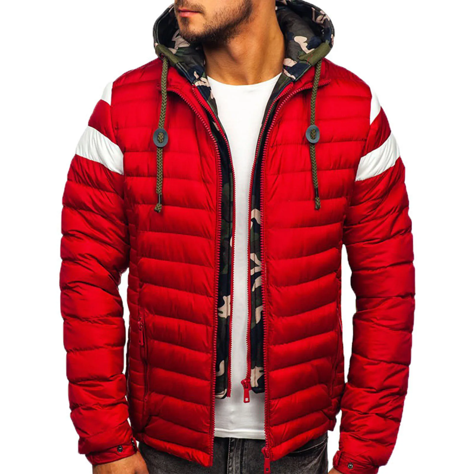 Thermal Fabulous Casual Male Jacket Windproof Men Down Coat Drawstring for Skiing