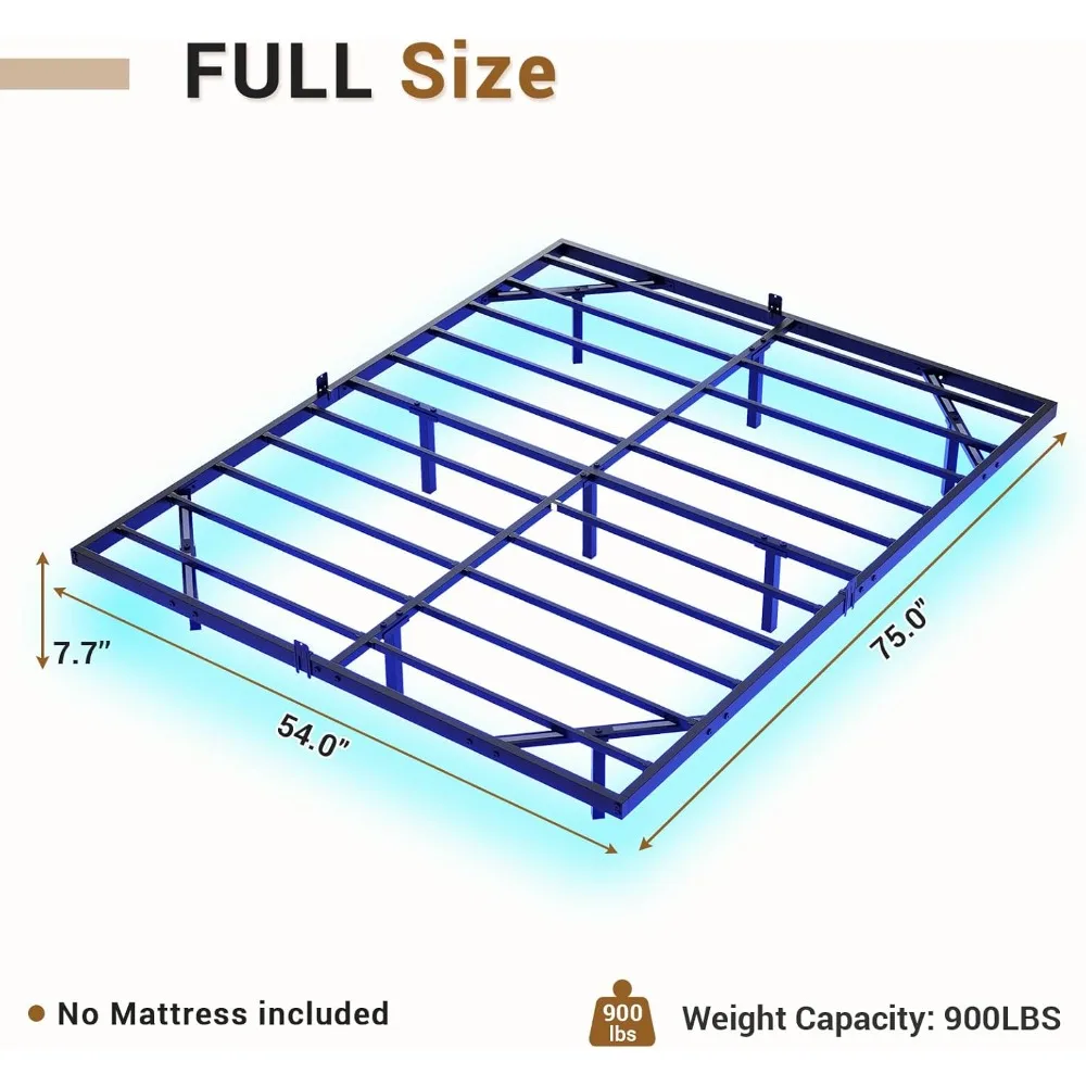 Floating Bed Frame Full Size with LED Lights, Metal Platform Full Bed, No Box Spring Needed, Easy to Assemble 2