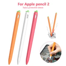 

Soft carrot Silicone For Apple Pencil 2 Case pink Compatible For iPad Tablet Touch Pen Stylus Protective Sleeve Cover kawaii