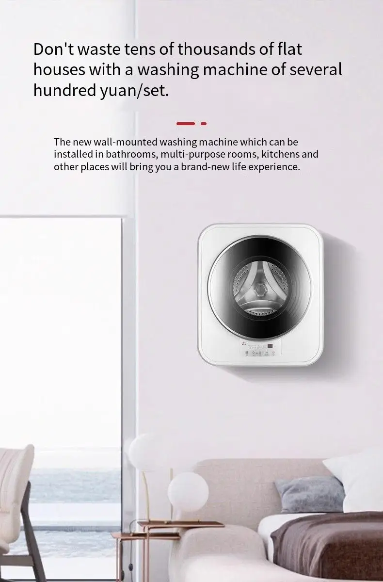 3KG small variable frequency washing machine fully automatic wall hanging drum baby mini washing and drying integrated 2