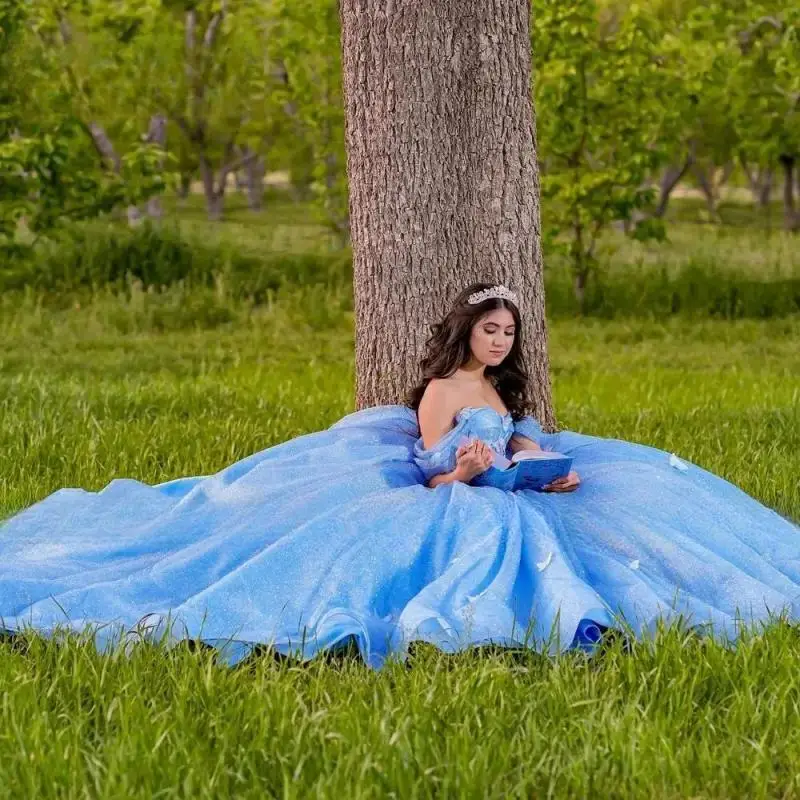 

Vestidos De 15 Años Blue Ball Gown Quinceanera Dress 2024 Sweet15 16 Birthday Party Gown Sweetheart Off Shoulder Princess