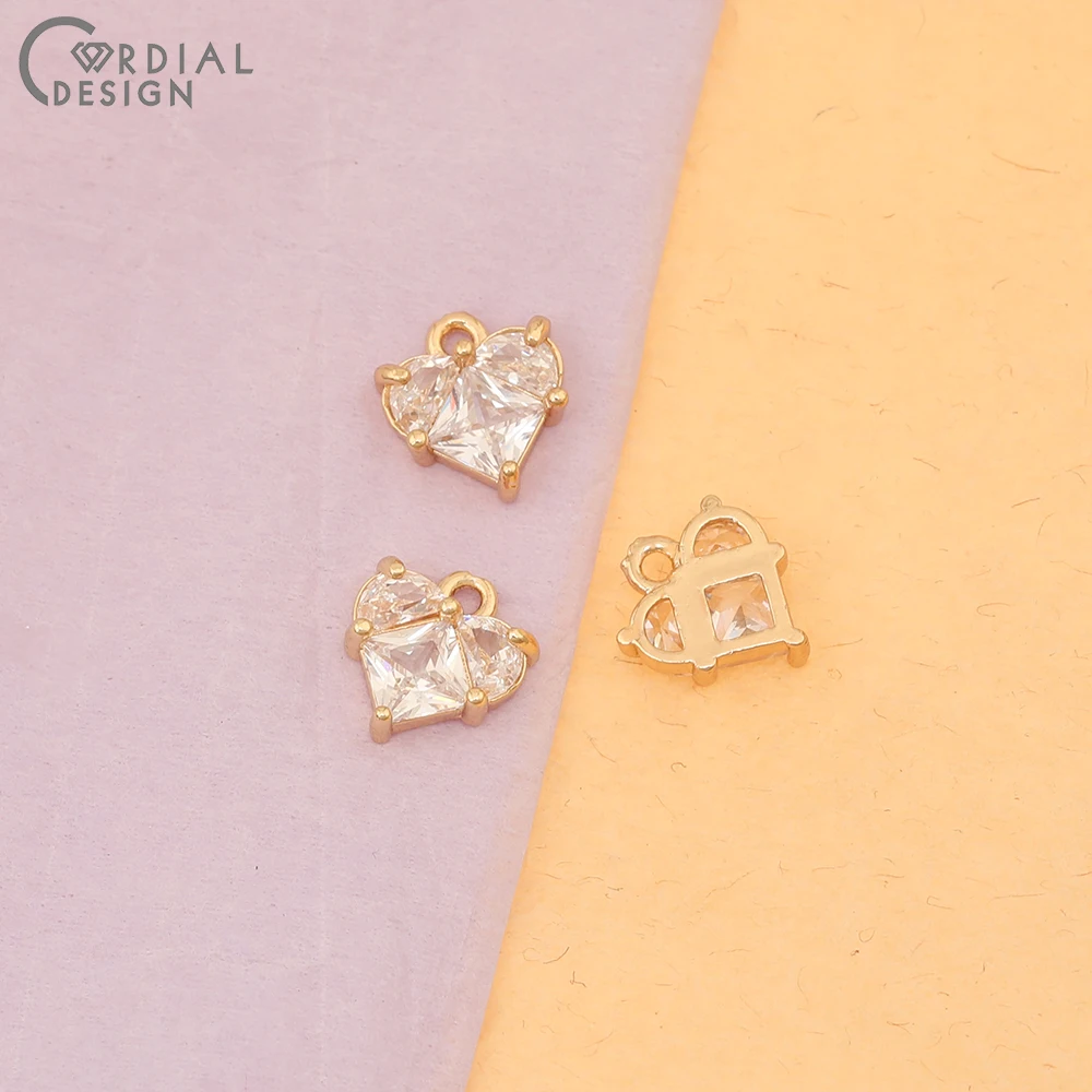 Cordial Design 40Pcs Jewelry Accessories/CZ Charms/DIY Making/Heart Shape/Earring Findings/Hand Made/Pendant For Necklace - cordial