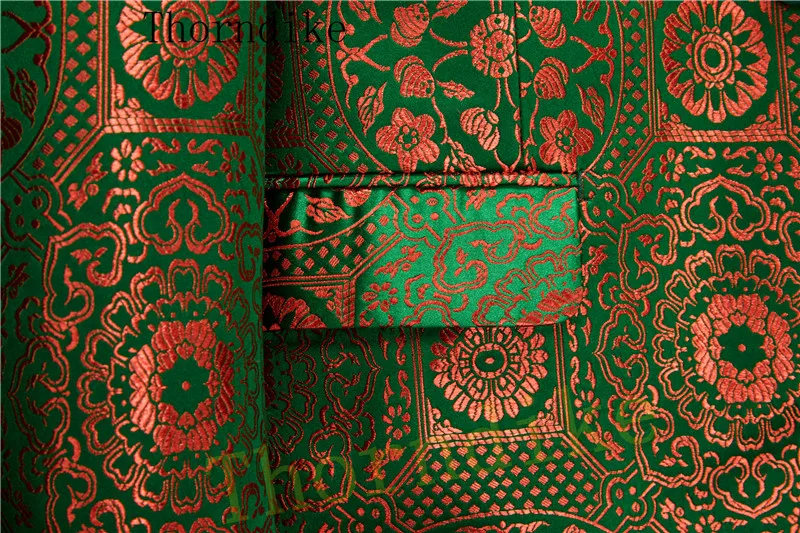 Thorndike Green Jacquard Men's Western Tailored Suit Lapel Tuxedo Gentleman Texture Solid Color Unique Design Casual