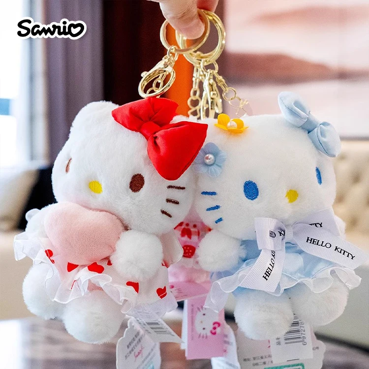 Anime Kawaii Sanrio Hello Kitty Plush Keychain Pendant Holder Key