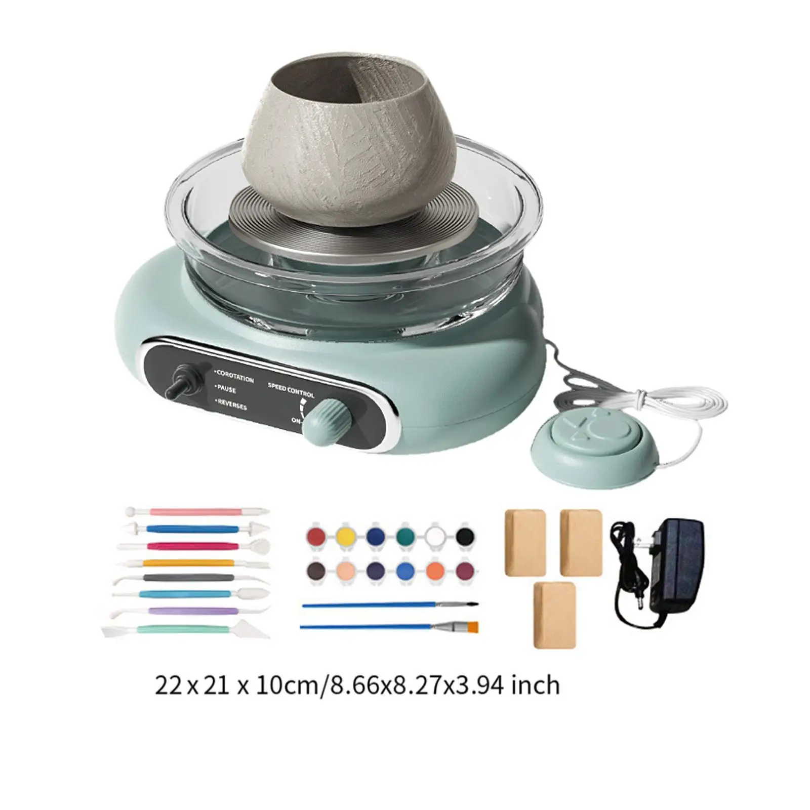 Mini Pottery Wheel Kit with Foot Petal Detachable Basin Turntable Two Way Rotation for Kids Adults Beginners DIY Craft Projects
