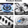 36 Inch Gas Cooktop, 5 Burner Gas Stove Top Total 34,588 BTU, Built-in Stainless Steel 36 Inch Gas Hob with Thermocouple Protect 5
