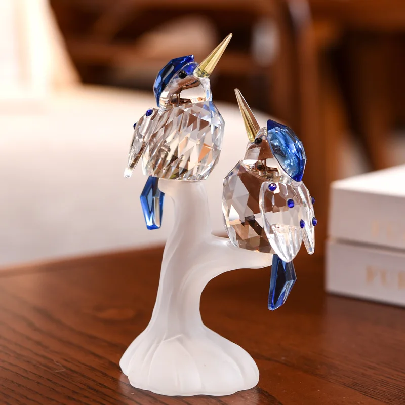 

Art Crystal Kingfisher New Wedding Housewarming Gift Hotel Living Room TV Wine Cooler Soft Decoration Crystal Gift Ornaments