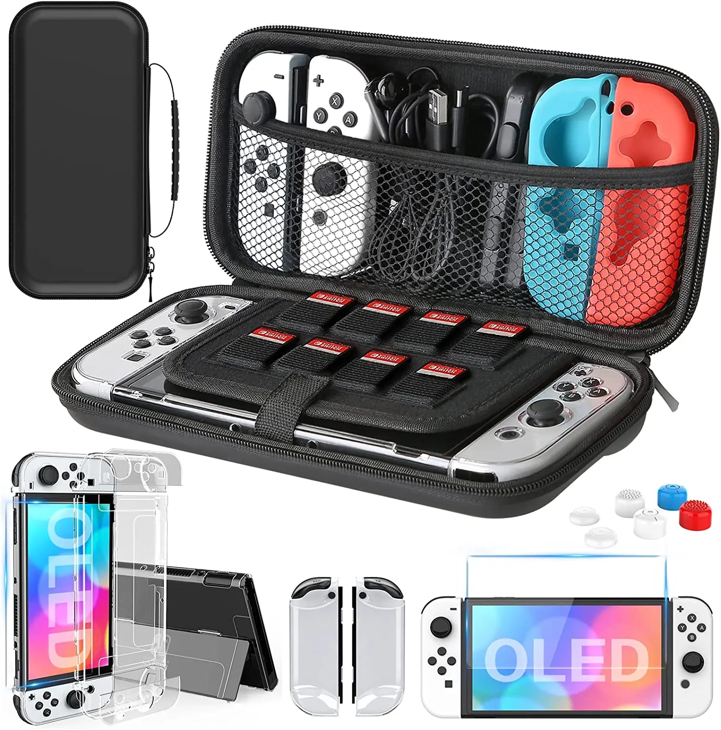 HEYSTOP Switch OLED Case Compatible with Nintendo Switch OLED Model, 9 in 1 Accessories for Switch OLED Model with Carrying Case lighted single pole switch Wall Switches