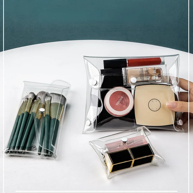 Makeup Bag Clear Organizer Cosmetic Bags Travel Portable Brush Case Storage Set PVC Transparent Pen Bath Toiletry Wash 2