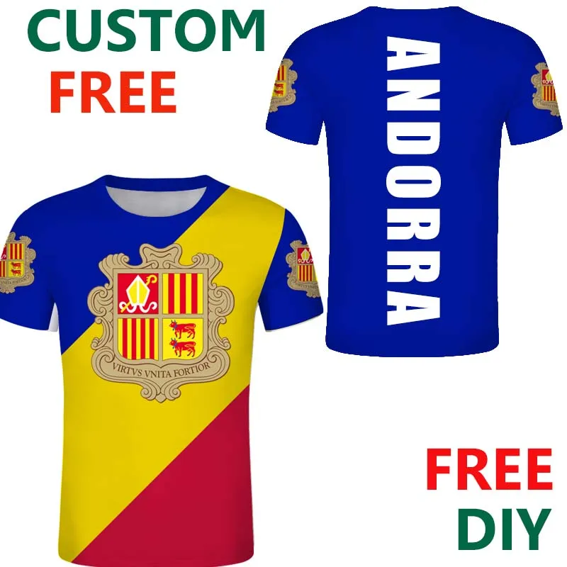 Camiseta blanca de Andorra, camisetas con emblema de la bandera de la isla, ropa para jóvenes, DIY| | -