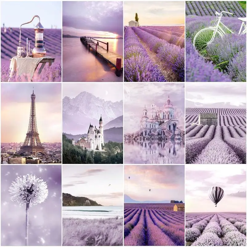 

PhotoCustom Oil Painting By Number Lavender Full Kits Diy Painting By Number Painting Home Decoration