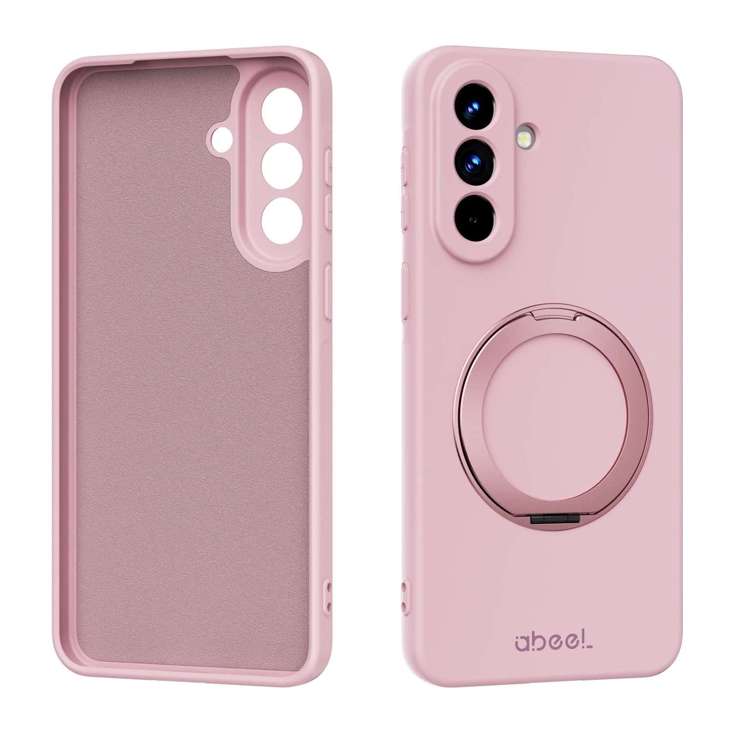 Solid Color Silicone Ring Holder Case with Inner Fur and Magnetic Camera Protector