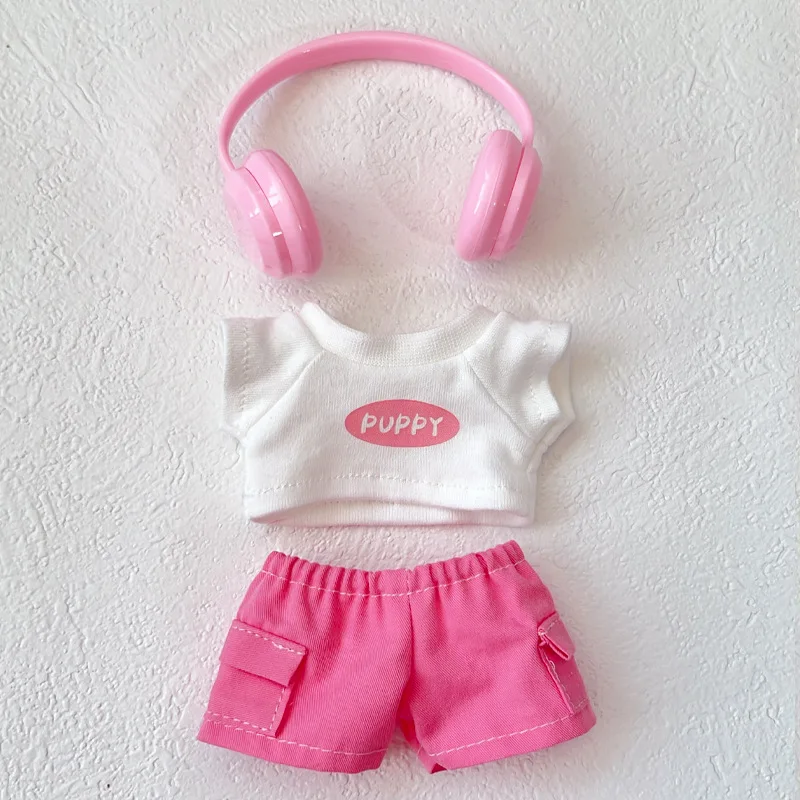 3-Piece Labubu Doll Outfit With Red Headphones - Fashion Clothes For 17cm Cola Dolls