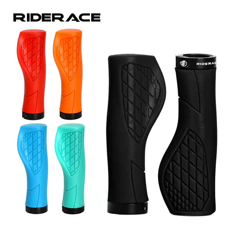 

MTB Bike Grips Ergonomic Anti-Slip Shock Absorption Comfortable Rubber Bicycle Handlebar Cover Alloy Lock On Ring Cycling Grips