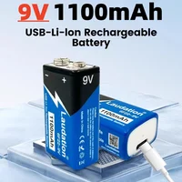 🔋 6F22 9V 1500mAh แบตเตอรี่ลิเธียมไอออนแบบชาร์จไฟได้ USB 9V แบตเตอรี่เหมาะสำหรับมัลติมิเตอร์ไมโครโฟนของเล่นรีโมทคอนโทรล KTV 1
