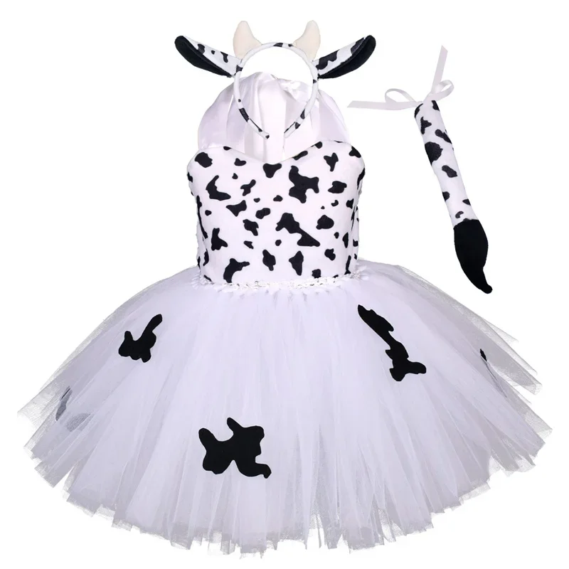 Halloween Animal Cosplay Costume Forest Theme Giraffe Cows Tiger Leopard Zebra Print Tutu Dress Birthday Party