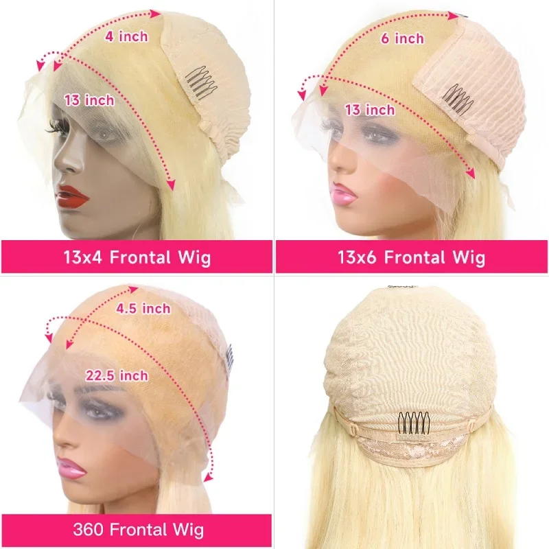 13x4 13x6 360 HD Transparent 613 Lace Frontal Wig Honey Blonde Color Brazilian Raw Body Wave Lace Front Human Hair Wig For Women 6