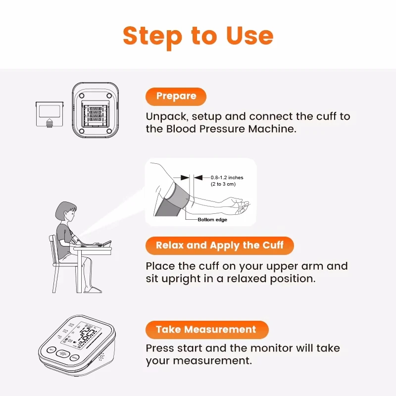 Sinocare Upper Arm Automatic Blood Pressure Monitor Portable Digital BP Sphygmomanometer Pressure Meter Tonometer 6