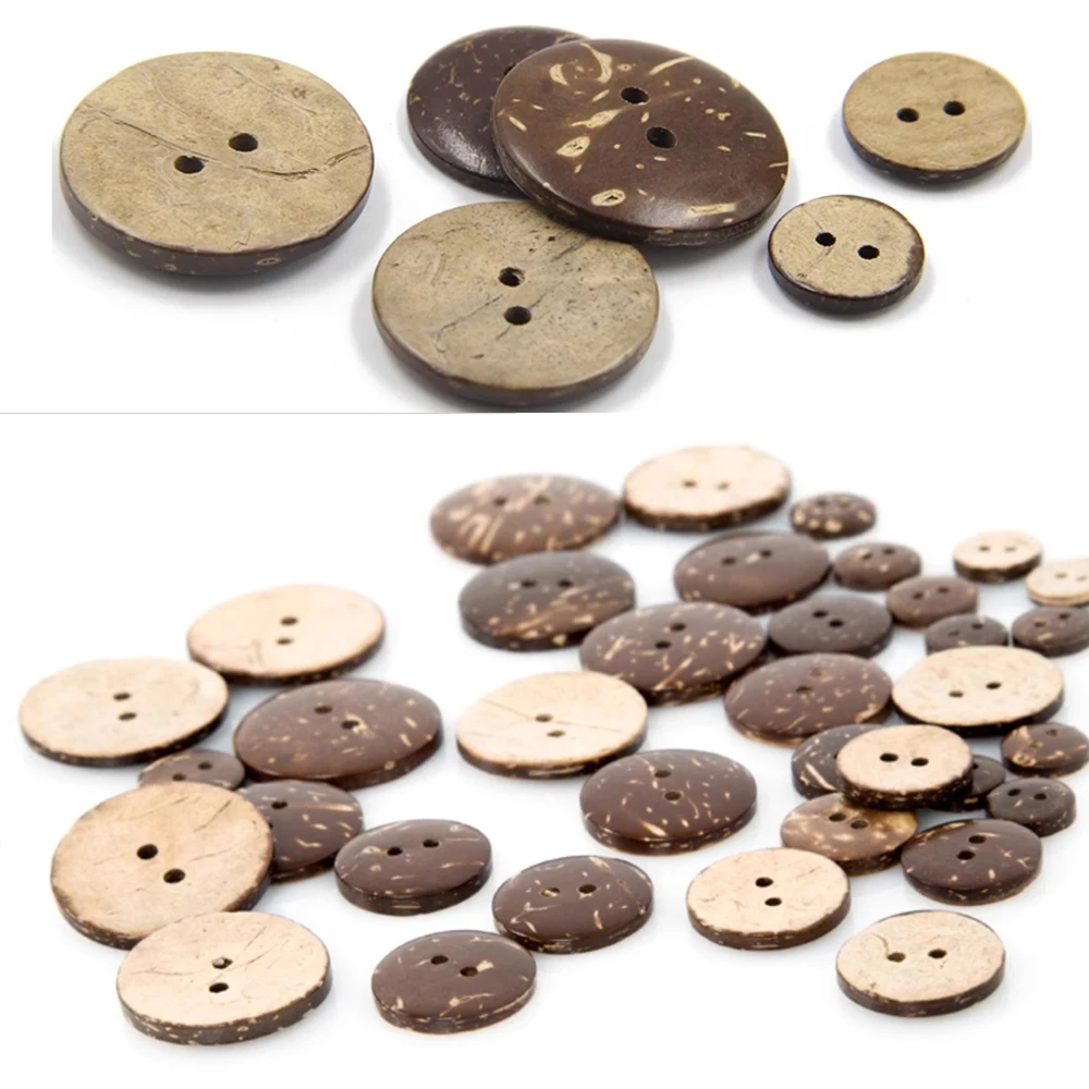100pcs/lot 2 hole natural coconut buttons 18/20/25/30mm round sewing flatback brown buttons free shipping COCO010 5