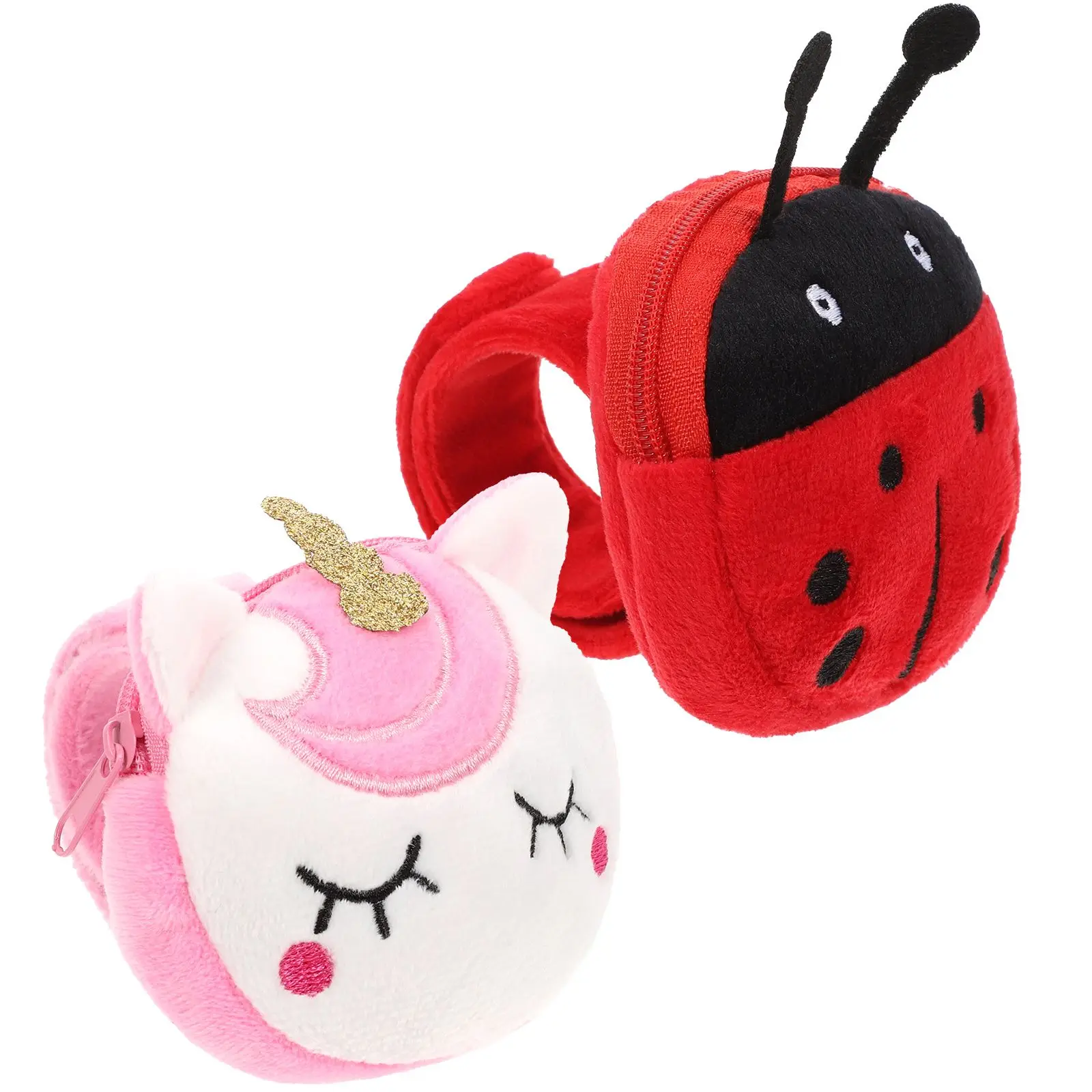 2 Pcs Coin Purse Slap Bracelet Animal Snap Bracelets For Pretend Play Jungle Party Favors Storage Pouch Toys Accessories