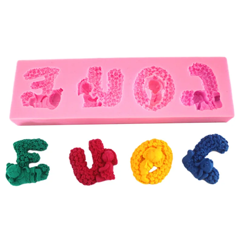 

Жидкая силиконовая форма LOVE Bunny Flower для торта, шоколада, помадки, выпечки, десерта, Кондитерские украшения, кухонные аксессуары для выпечки, инструменты