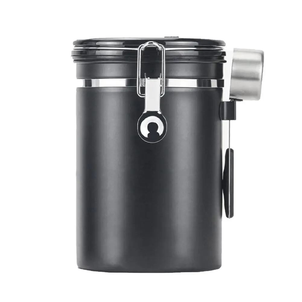 

Airtight Coffee Canister With One Way Co2 Stainless Steel Tea Coffee Beans Sugar Fresher With Measuring For Kitchen