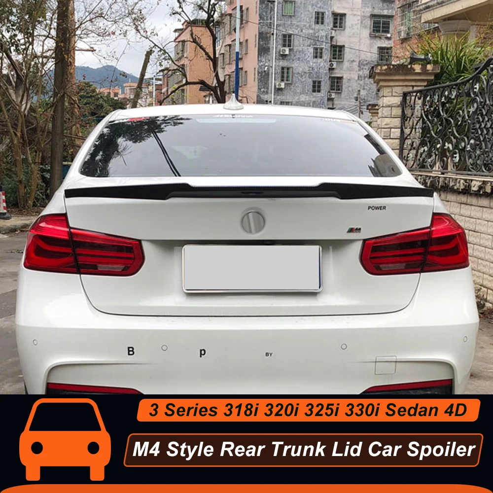 

For BMW 3 Series F30 F35 318i 320i 325i 330i Sedan 4D M4 Style ABS Rear Trunk Lid Ducktail Lip Car Spoiler Wings Accessories