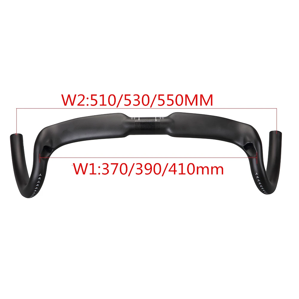 Guidon Carbone Pour Vélo Route/gravel - Intégré, Câblage Interne, Diamètre 31.8 Mm, 440 Mm