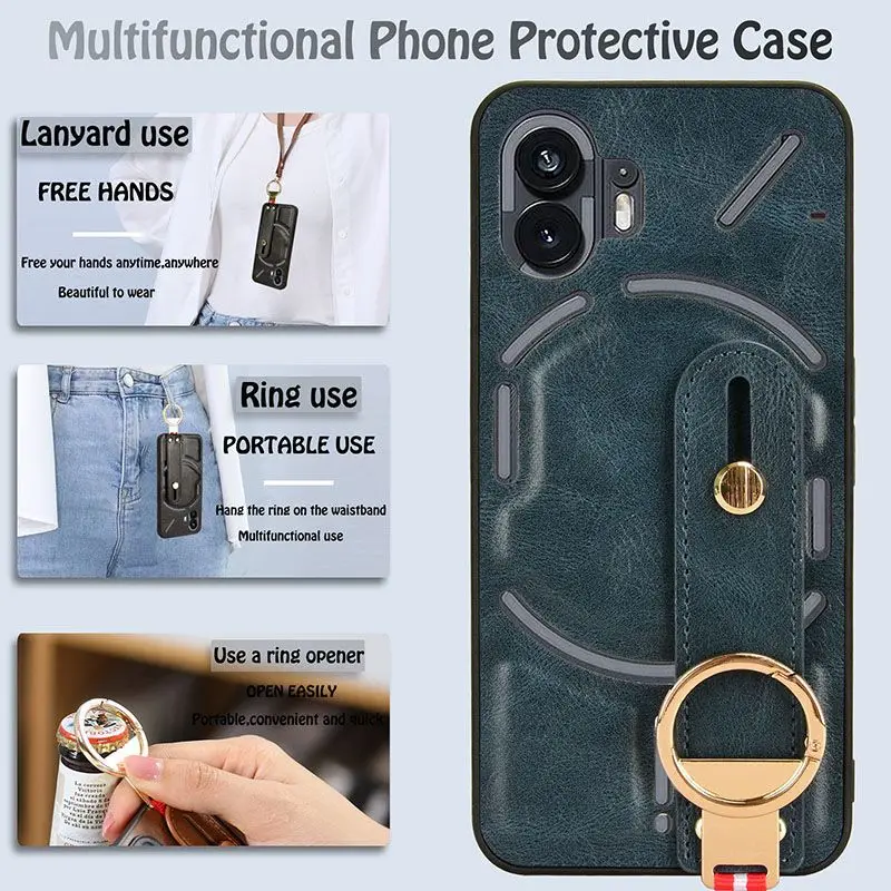 

Retro Premium Leather Case Cover For Nothing Phone 2 Two Wine Opener Hand Band Crossbody Rope Strap Shell For Nothing Phone2