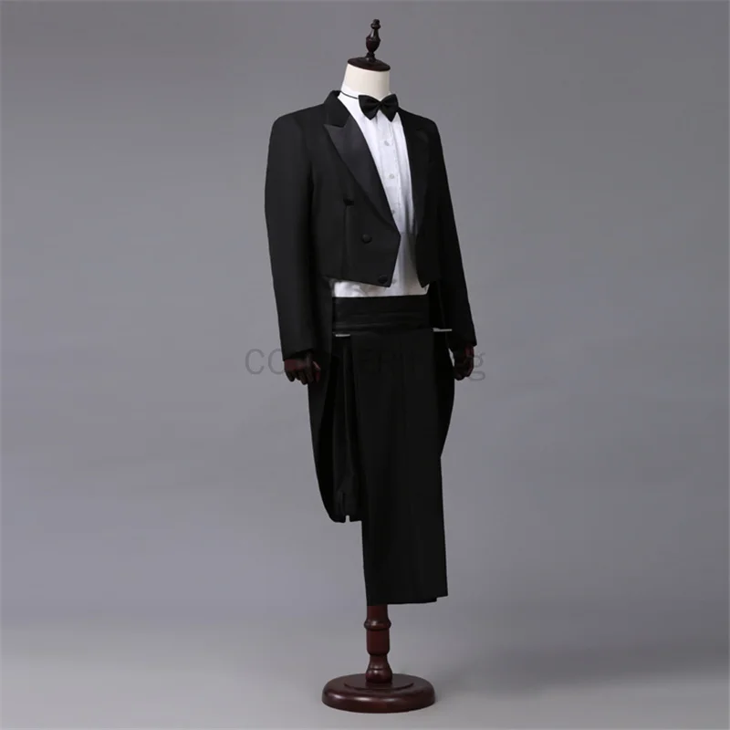 Men's Suit Vintage Formal Tuxedo Tailcoat Slim Fit Peak Lapel Pants Jacket