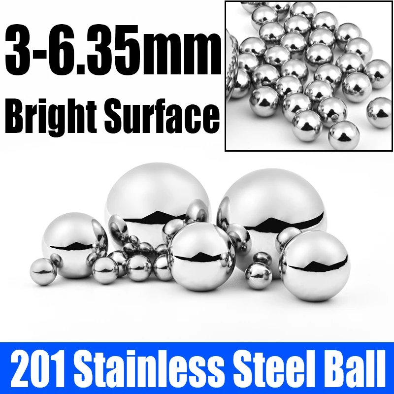 

100PCS 201 Stainless Steel Ball 3mm-6.35mm Smooth Solid Ball Bead Roller Beads For Decorative Ball/Jewelry Decoration/Experiment