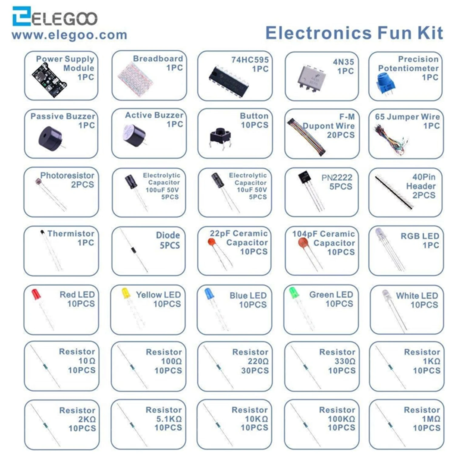 ELEGOO   ŰƮ , 극  ̺ ױ, Ŀн, LED,  Arduino   235  ׸