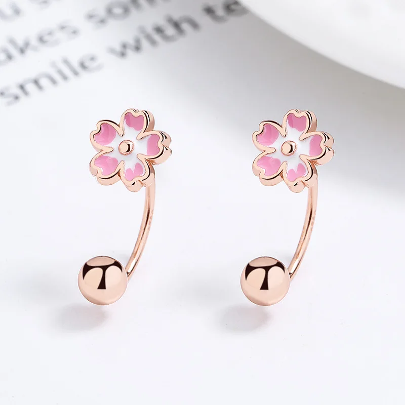 Orecchini Fiore Rosa In Argento 925 - Orazio Con CZ Per Donna - Foto 14