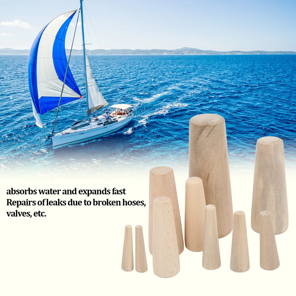 10 Bouchons En Bois Coniques Pour Bateau - Taille Urgence Fuite - Différents Diamètres