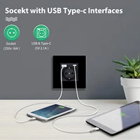 BSEED EU มาตรฐานซ็อกเก็ตไฟฟ้าผนัง Type-C ปลั๊กไฟผนัง USB ชาร์จพอร์ตแผงกระจกเด็กป้องกัน 16A 5