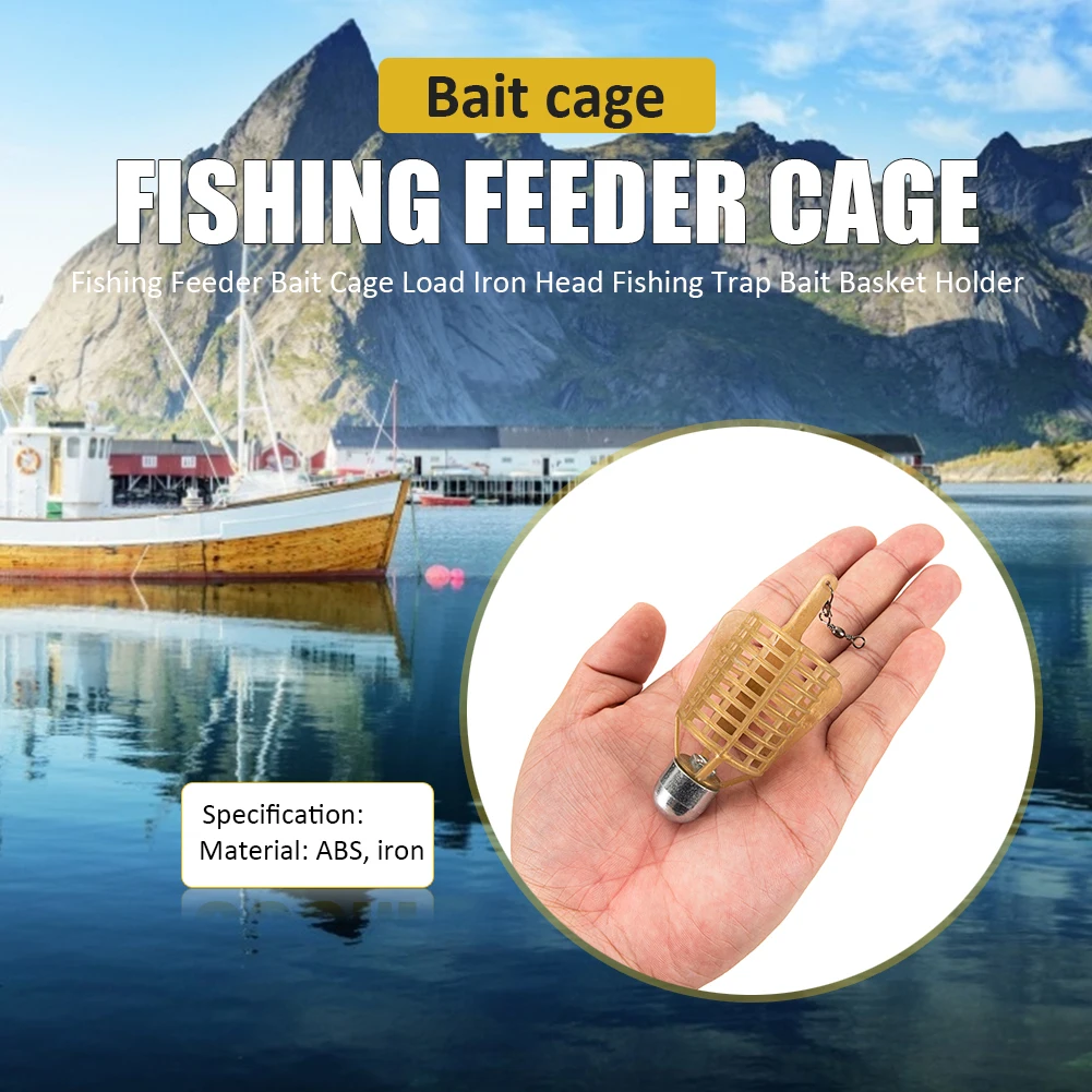 1/5PcsFishing Feeder Bait Cage Basket Holder Load Iron Material Durable Head Trap Tackle Fishing Tools Accessories Supplies