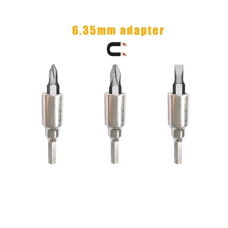 Screwdriver Set 4mm-6.35mm Converter Adapter Slotted Phillips Precision Bits Set Screwdriver Drill Bit Repair Mobile Phone Camera Computer