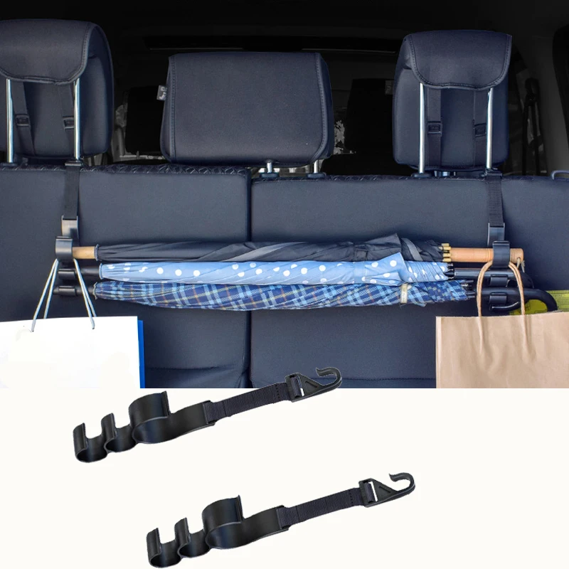 2pcs car back seat hook multi-function rear seat headrest hanging hook umbrella holder back storage interior organizer