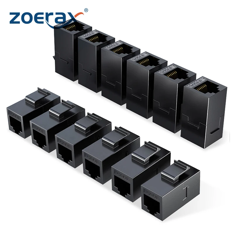 ZOERAX RJ45 Cat6 Cat5e Трапецеидальный соединитель, Женский к женскому Cat6 Cat5e Keystone Jack, UTP Трапецеидальный соединитель вставка, черный
