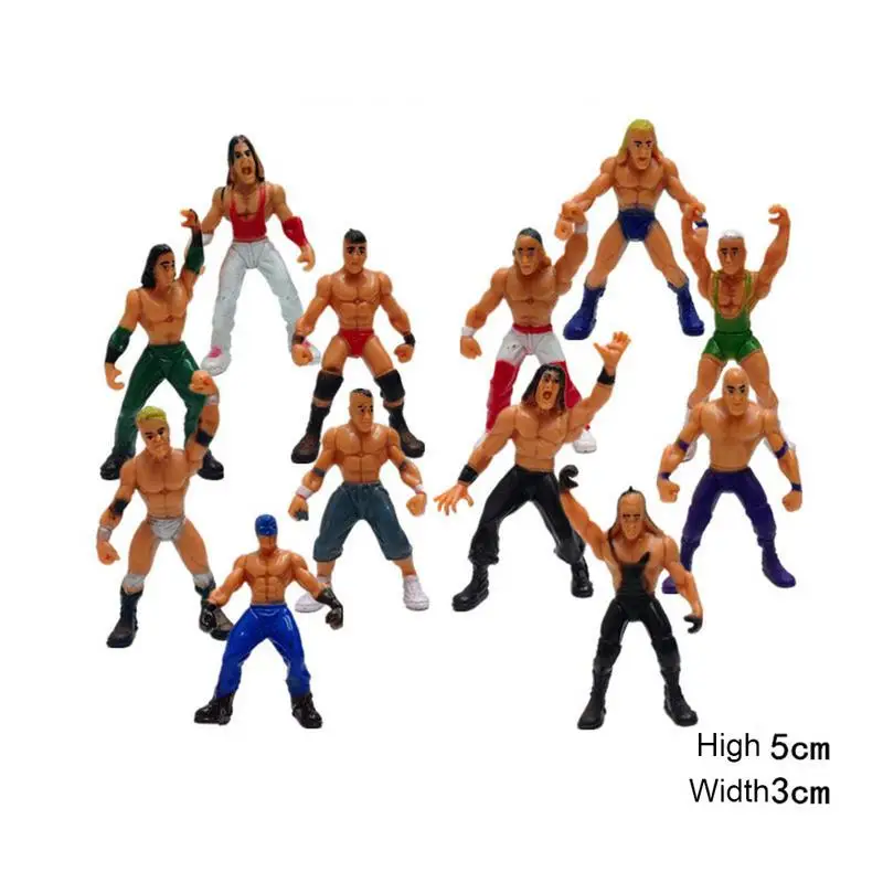 De worstelset bevat 4 figuren, ring en vechtprop