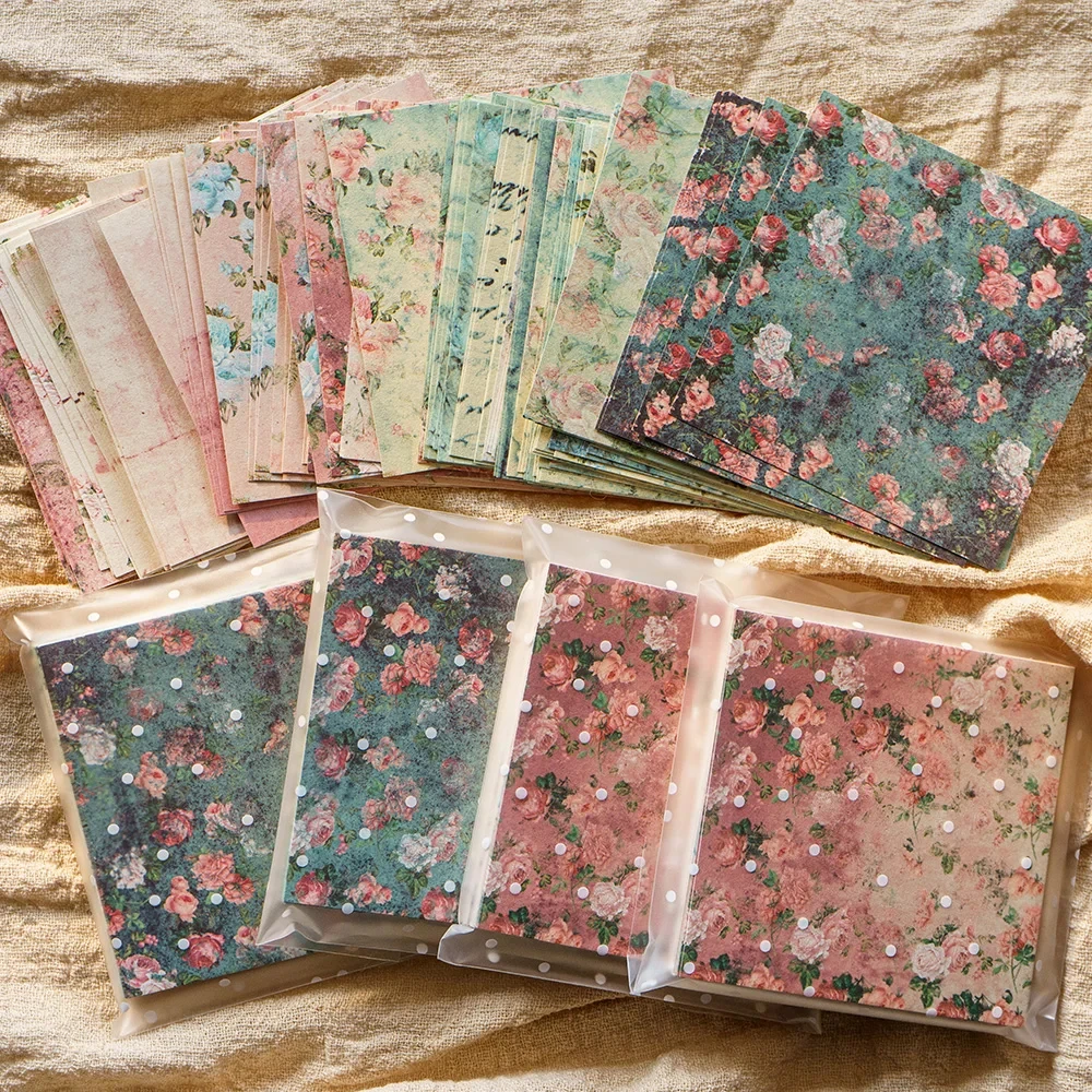 120 Sheet Rustic Shabby Flower Scrapbook Paper Pad Chic Junk Journal Ephemera Floral Craft Paper Backdrop Scrapbooking Material - 3