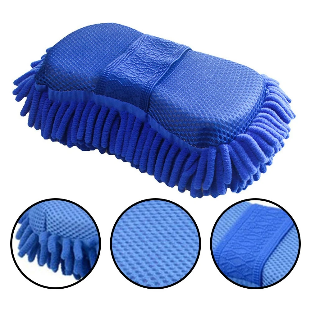 

1Pc Blue Microfiber Chenille Car Wash Sponge Care Washing Brush Pad Cleaning Tools Auto Washing Towel Gloves Styling Accessories