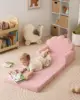 Kids Couch, 2-in-1 Soft Toddler Couch Fold Out, , Pink 4