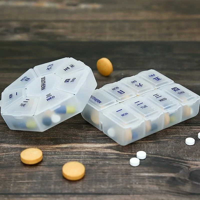 Transparent 8-Grid Sealed Pill Organizer
