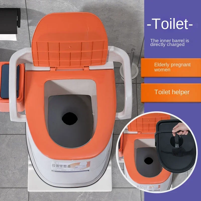 Versatile Bathroom Toilet Chair - For Elderly, Disabled, and Pregnant Women, Movable Indoor Dual-Purpose with Backrest 3