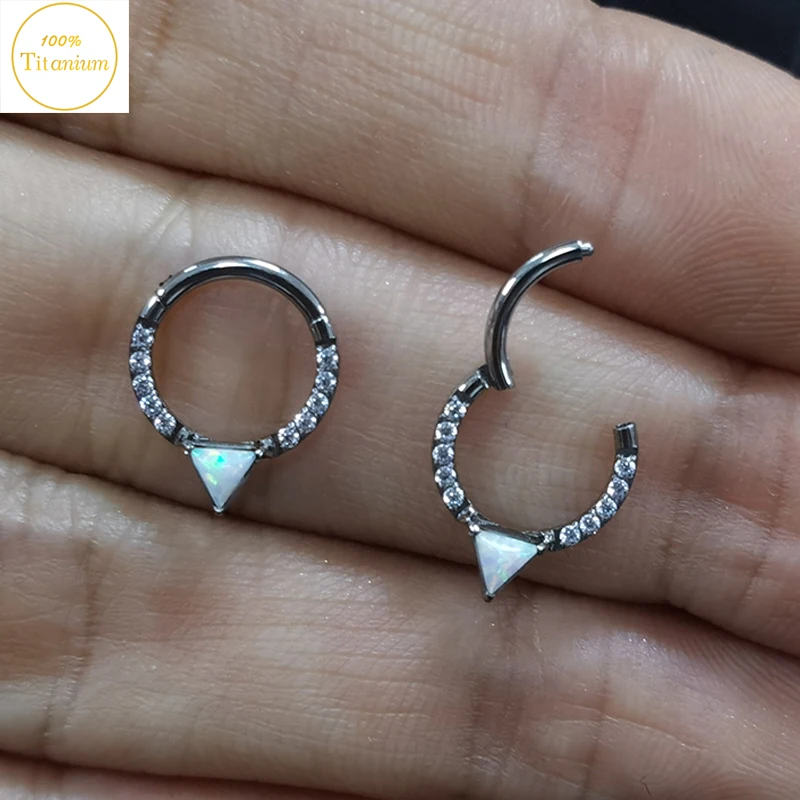 G23 Titanium Earrings Zircon Hinged Segment Clicker Septum Piercing Nose Ring Daith Helix Ear Cartilage Nose Piercing Jewelry