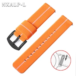 Military - Style Elastic Nylon Watch Band - Quick Release Sport Strap - 20mm (Orange white - black)