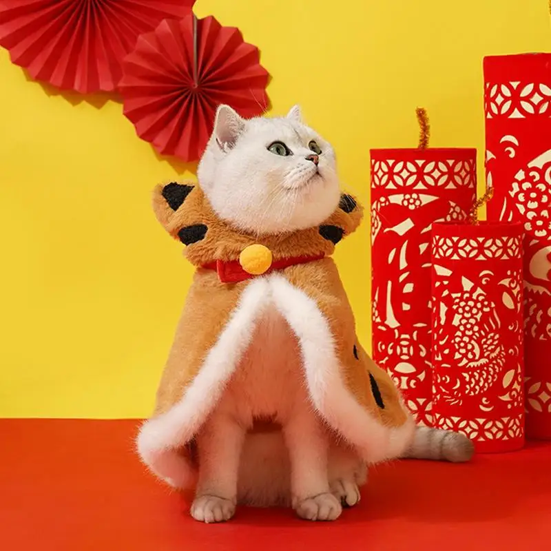 고양이 호랑이 할로윈 코스튬 추운 날씨 옷, 따뜻한 후드 코트, 애완 동물 겨울 옷, 호랑이 코스튬
