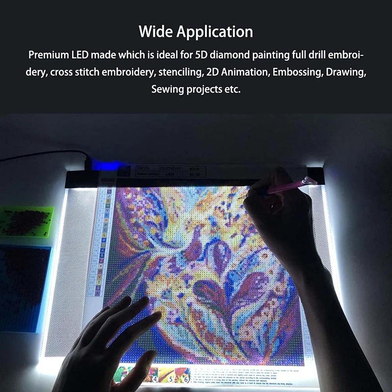 A3/A4/A5 Size Led Light Pad Eye Protection Easier for Diamond Painting  Embroidery Sale Three Level Dimmable Painting Pad