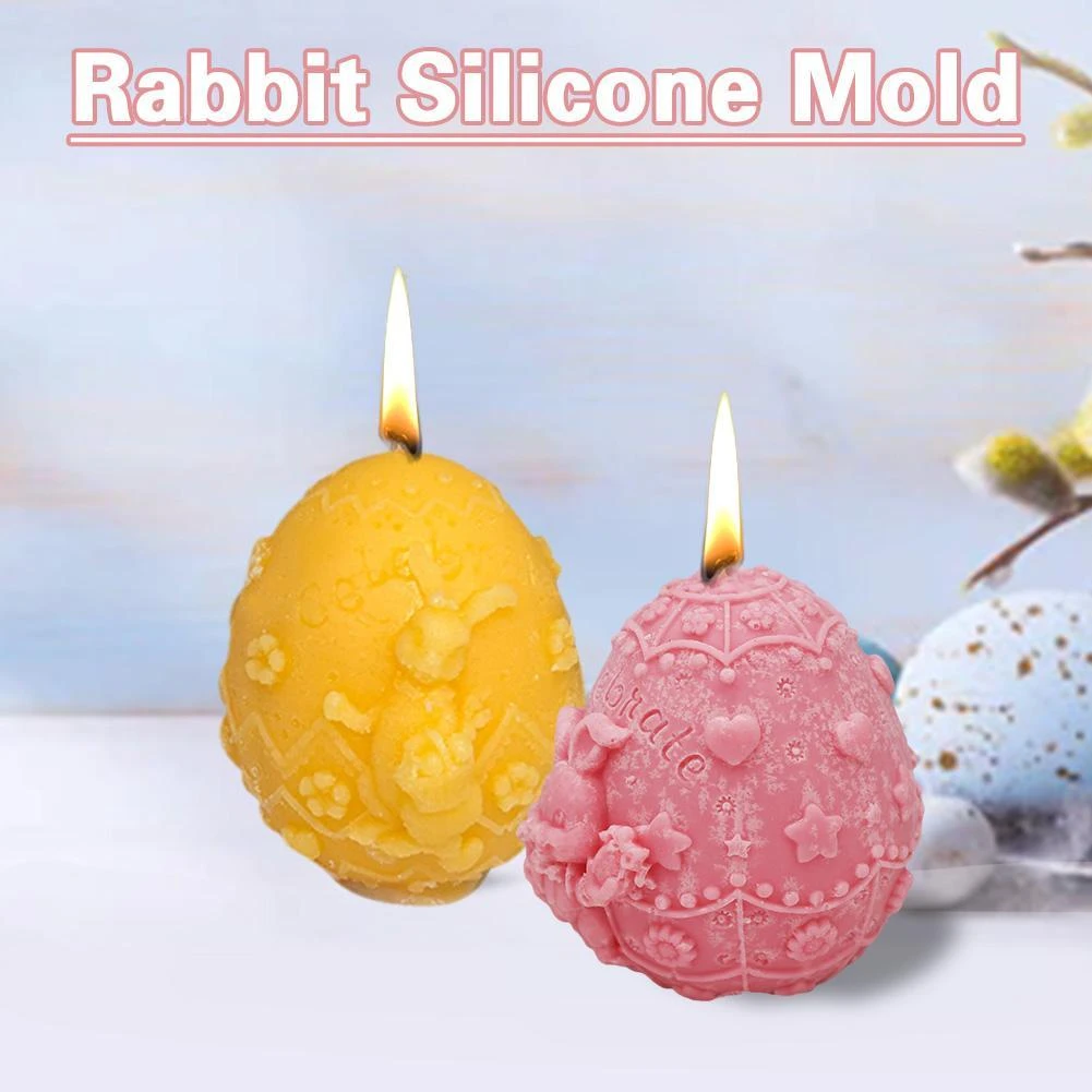 Easter Egg Rabbit Mold Relief Rabbit Incense Candle Plaster Silicone ...